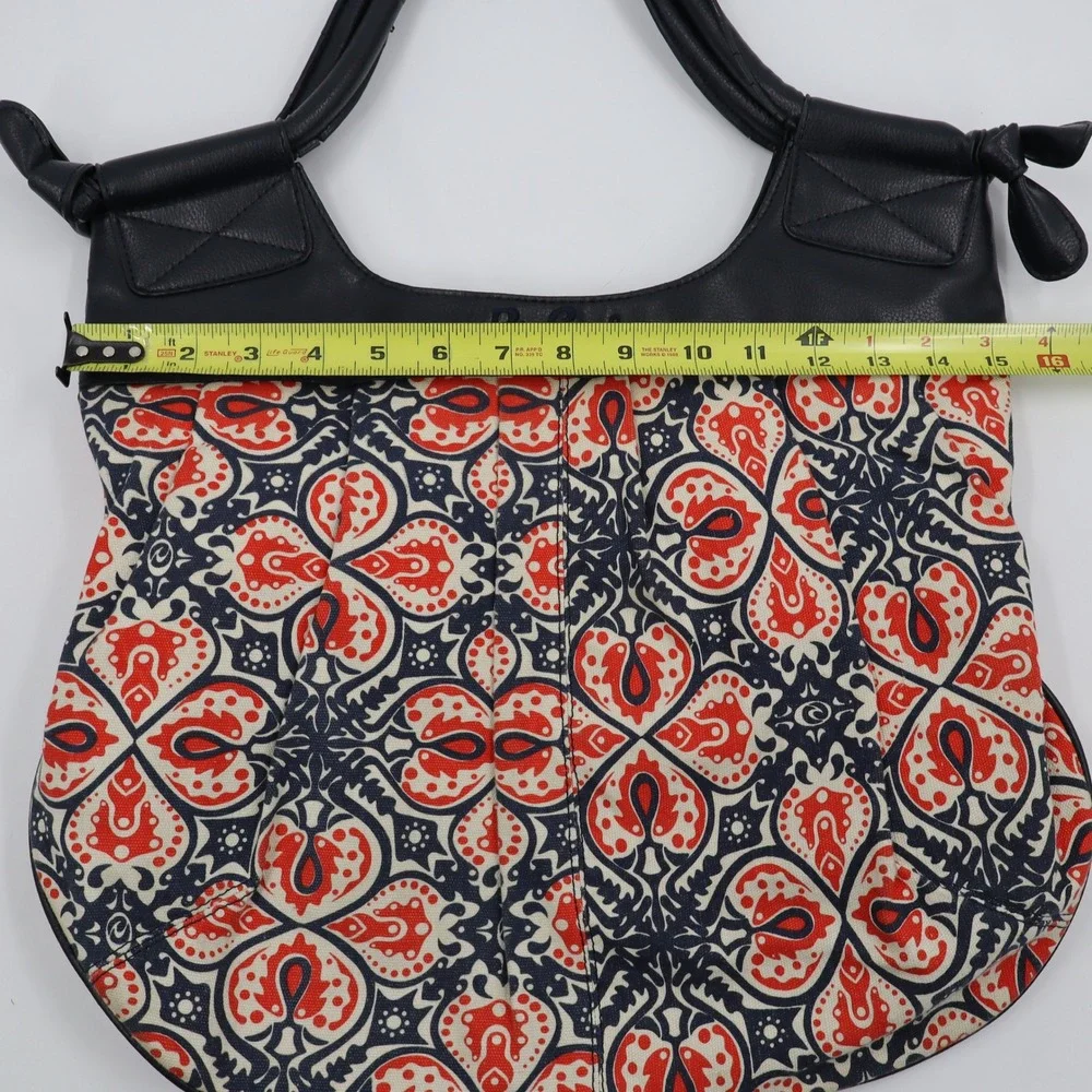 Rip Curl Hobo Bag Womens Medium Navy Red Paisley Cotton Faux Leather Trim Boho